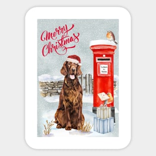 Irish Setter Merry Christmas Santa Dog Sticker